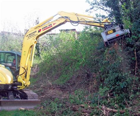 hitachi mini excavator bush hog|Understanding Brush Cutters and Flail Mowers for Compact .